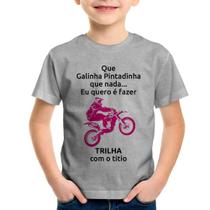 Camiseta Infantil Trilha com o titio (moto rosa) - Foca na Moda