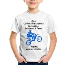 Camiseta Infantil Trilha com os dindos (moto azul) - Foca na Moda