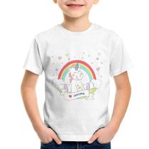 Camiseta Infantil Unicórnio Arco Íris - Foca na Moda