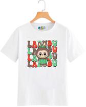 Camiseta Infantil Unissex 100% algodão Labubu Marron