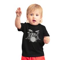 Camiseta Infantil Unissex Baterista Instrumento Bateria Drum