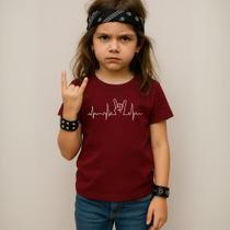 Camiseta Infantil Unissex Estampada Batidas Rock 032 Blusinha Gola Redonda Manga Curta 100% Algodão
