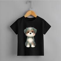 Camiseta Infantil Unissex Estampada Cachorrinho 100% Algodão