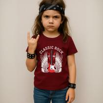 Camiseta Infantil Unissex Estampada Classic Rock 040 Blusa Algodão Tecido Confortável Manga Curta