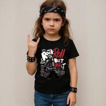 Camiseta Infantil Unissex Estampada Macaco Guitarrista Blusa Despojada Rock Estilosa 100% Algodão