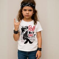 Camiseta Infantil Unissex Estampada Macaco Guitarrista Blusa Despojada Rock Estilosa 100% Algodão