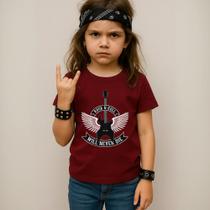 Camiseta Infantil Unissex Estampada Will Never Die 039 Blusa Manga Curta Gola Redonda Rock Despojada
