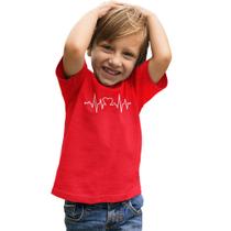 Camiseta Infantil Unissex Menino Menina Batimento coração Camiseta Infantil Unissex Menino Menina Batimento coração