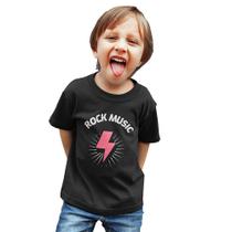 Camiseta Infantil Unissex Menino Menina Rock Music Raio Camiseta Infantil Unissex Menino Menina Rock Music Raio