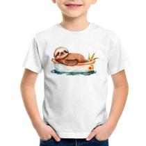 Camiseta Infantil Ursinho Panda Relaxando Na Piscina - Foca na Moda