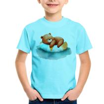 Camiseta Infantil Ursinho Teddy Relaxando Na Piscina - Foca na Moda