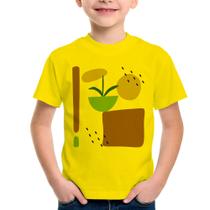 Camiseta Infantil Vaso de Planta Minimalista Abstrato - Foca na Moda