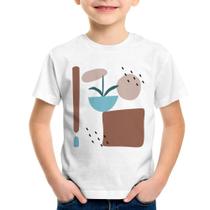 Camiseta Infantil Vaso de Planta Minimalista Abstrato - Foca na Moda