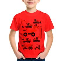 Camiseta Infantil Veículos de construção - Foca na Moda