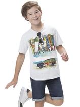 Camiseta Infantil Verão Menino Surf Tam 4 a 10 - Branco Kyly