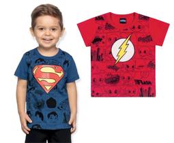 Camiseta infantil verão meninos super heróis licenciados