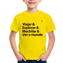 Camiseta Infantil Viajar & Explorar & Mochilar & Ver o mundo - Foca na Moda