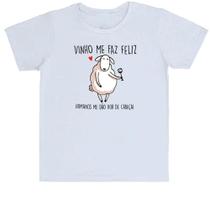 Camiseta Infantil Vinho me faz bem humanos dor de cabeça Camiseta Infantil Vinho me faz bem humanos dor de cabeça