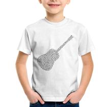Camiseta Infantil Violão Notas Musicais - Foca na Moda