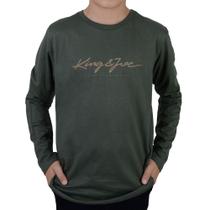 Camiseta Infanto Juvenil Masculina KingJoe ML Logomania Verde MIlitar CA1010