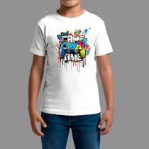 Camiseta Infatil 100% Algodão Casual Confortável Gola Redonda Game Control