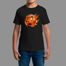 Camiseta Infatil 100% Algodão Casual Moda De Rua Manga Curta Basquete Fire