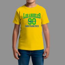 Camiseta Infatil Básica Masculina Streetwear Casual Manga Curta Gola Redonda Los Angeles 90
