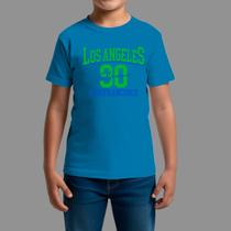 Camiseta Infatil Básica Masculina Streetwear Casual Manga Curta Gola Redonda Los Angeles 90