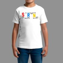 Camiseta Infatil Básica Masculina Streetwear Moda De Rua Manga Curta Strong