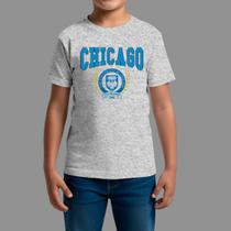 Camiseta Infatil Streetwear Básica Moda De Rua Confortável Gola Redonda Chicago