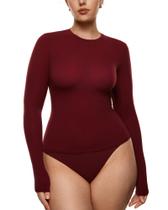 Camiseta INLYRIC de manga comprida, gola redonda, ajustada, fina e curta