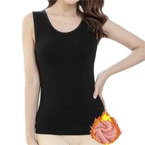 Camiseta íntima forrada de lã térmica Flenwgo feminina preta