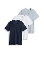 Camiseta íntima masculina Jockey Classic com decote em V, pacote com 3 diamantes, branca/cinza
