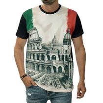 Camiseta Itália Bandeira Coliseu Fórum Romano País Cidade