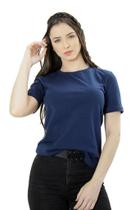 Camiseta Ixória Básica Feminina Gola Redonda Azul Marinho Camiseta Ixória Básica Feminina Gola Redonda Azul Marinho