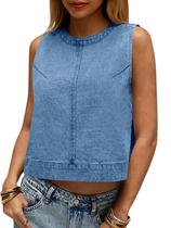 Camiseta jeans Cicy Bell, colete feminino sem mangas de verão