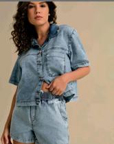 camiseta jeans de botões camiseta jeans de botões