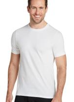 Camiseta Jockey Classic de gola redonda masculina, pacote com 6 unidades, branca