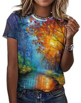 Camiseta joo meryer feminina com estampa artística de noite estrelada