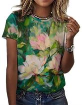 Camiseta Joo Meryer Starry Night Art Painting Feminina Verde