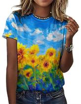 Camiseta joo meryer Starry Night Arte Girassol 3XL