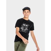 Camiseta Juvenil AND.GO em Algodão Botonê na cor Preto