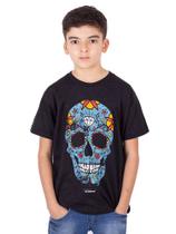 Camiseta Juvenil Caveira Mexicana Preta Jaguar