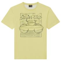 Camiseta Juvenil Lemon em Algodão Estampa "Viagem do Surfista" Amarelo