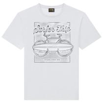 Camiseta Juvenil Lemon em Algodão Estampa "Viagem do Surfista" Mescla White