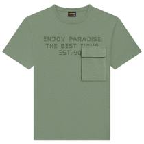 Camiseta Juvenil Lemon em Meia Malha Flamê "Aproveite o Paraíso" Verde