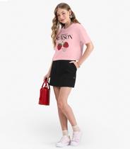 Camiseta Juvenil Manga Curta em Meia Malha Minty Rosa Camiseta Juvenil Manga Curta em Meia Malha Minty Rosa
