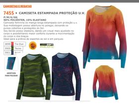 Camiseta Kanxa Manga Longe Proteção UV estampada feminina
