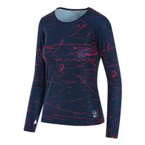 Camiseta Kanxa Manga Longe Proteção UV Marinho e Rosa - Feminina