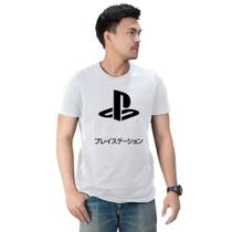 Camiseta Katakana Simbolos Japoneses Playstation Original Branca Tamanho G5